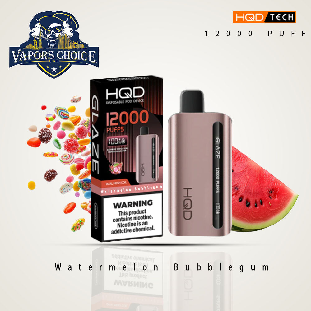 HQD CUVIE GLAZE 12000 PUFFS DISPOSABLE VAPE Watermelon Bubblegum UAE Dubai & Ras Al-Khaimah